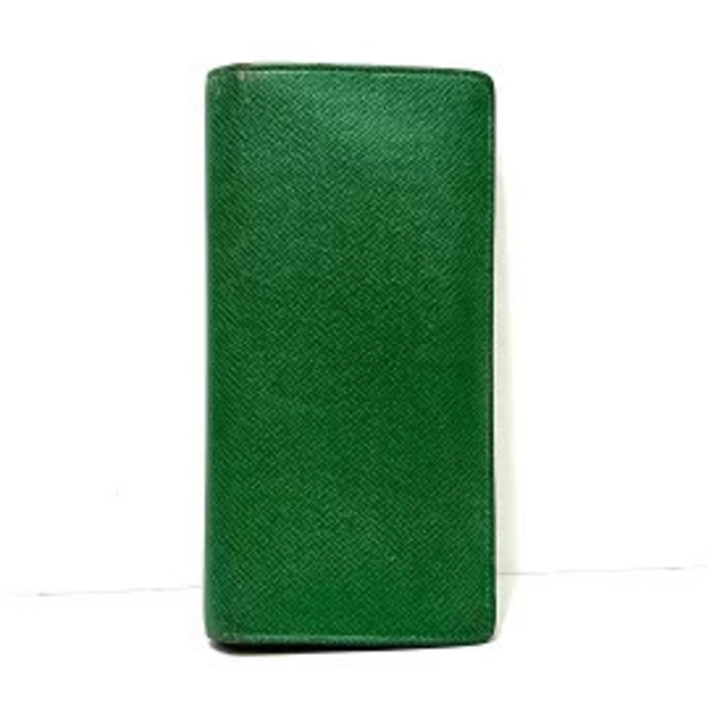 LOUIS VUITTON Portefeuille Brazza Long Wallet Tundra Green Taiga Leather Cowhide